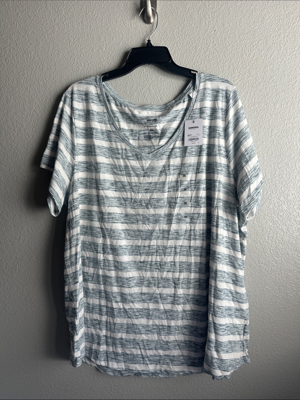 Sonoma Men’s Short-Sleeve Striped Tee - Gray & White